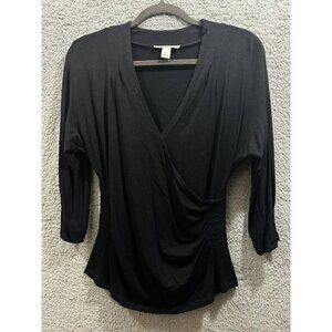 Kenneth Cole New York Top Women  Tunic 3/4 Sleeve Black  Solid Small